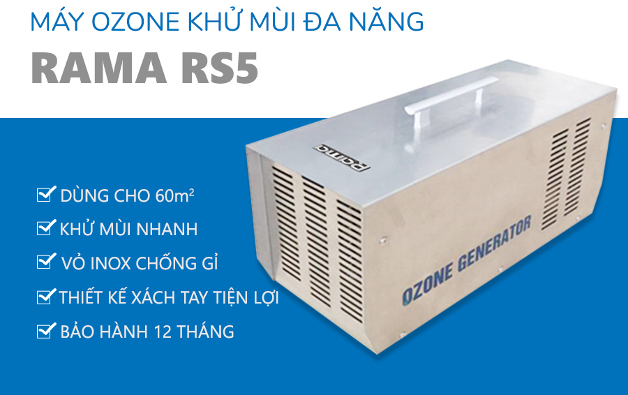Máy tạo ozone khử mùi không khí Rama RS5 sản lượng 5g/h