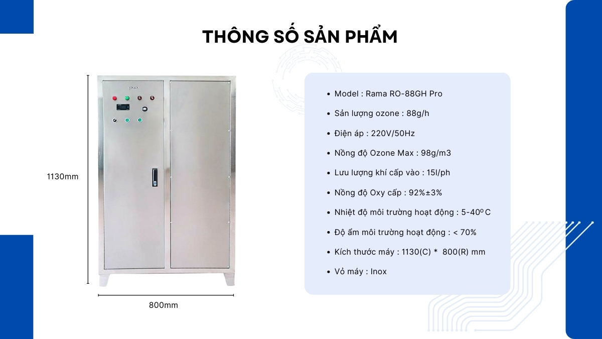 Thông số máy Ozone công nghiệp Rama RO-88GH Pro